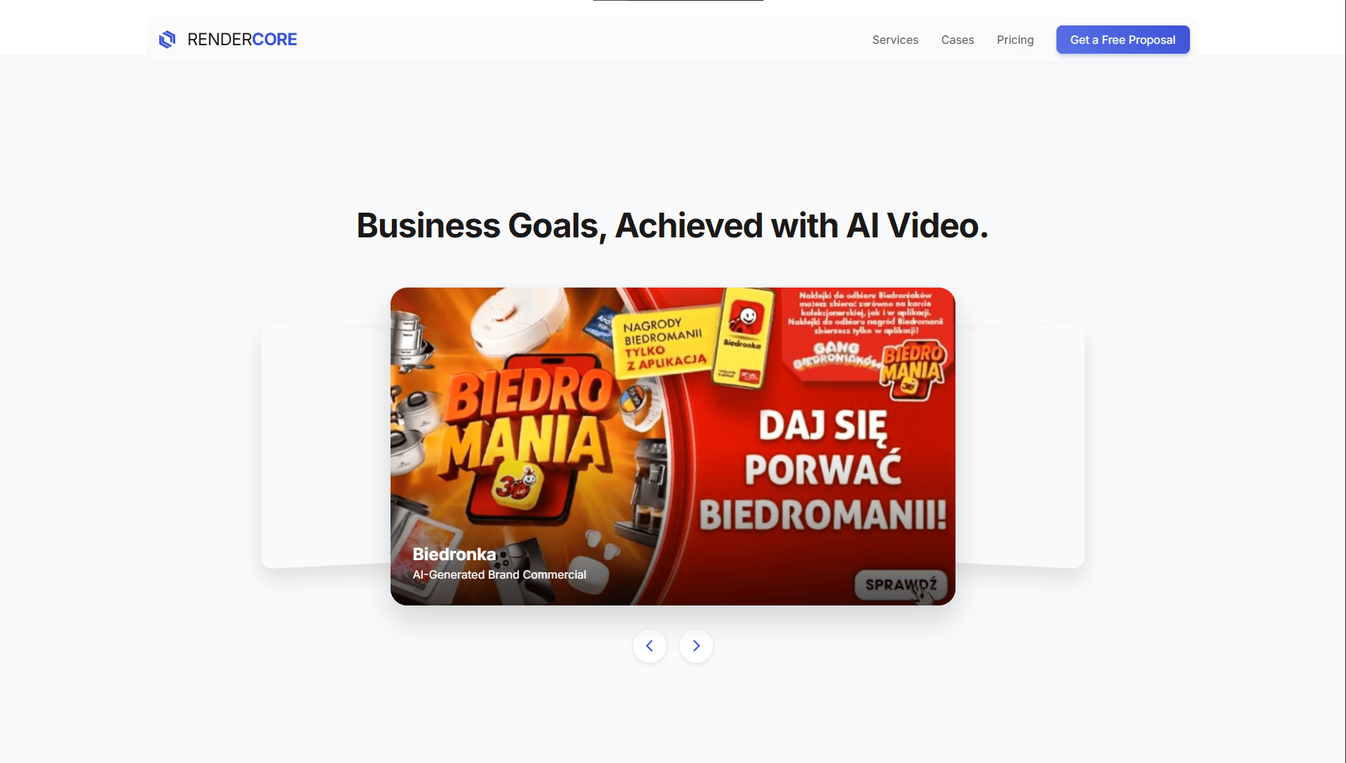 Strona dla firmy od produkcji wideo AI